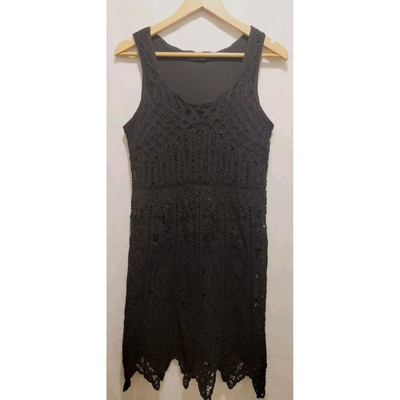 Sky Designs Dress Womens 16 Open Knit Sleeveless Crochet Beaded Stretch Cocktail - Picture 1 of 6
